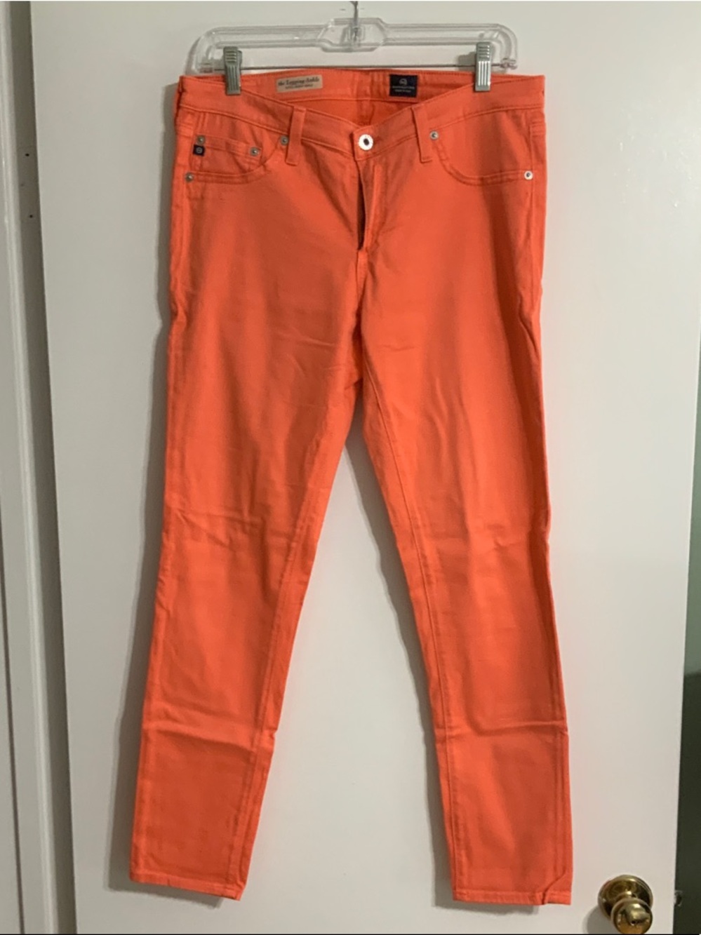 Ag Adriano Goldschmied Coral Orange Skinny Legging Ankle Jeans